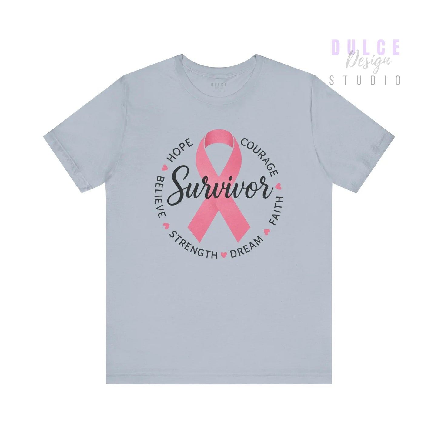 Survivor Ribbon Circle T-Shirt – Strength, Hope & Courage - Dulce Design Studio