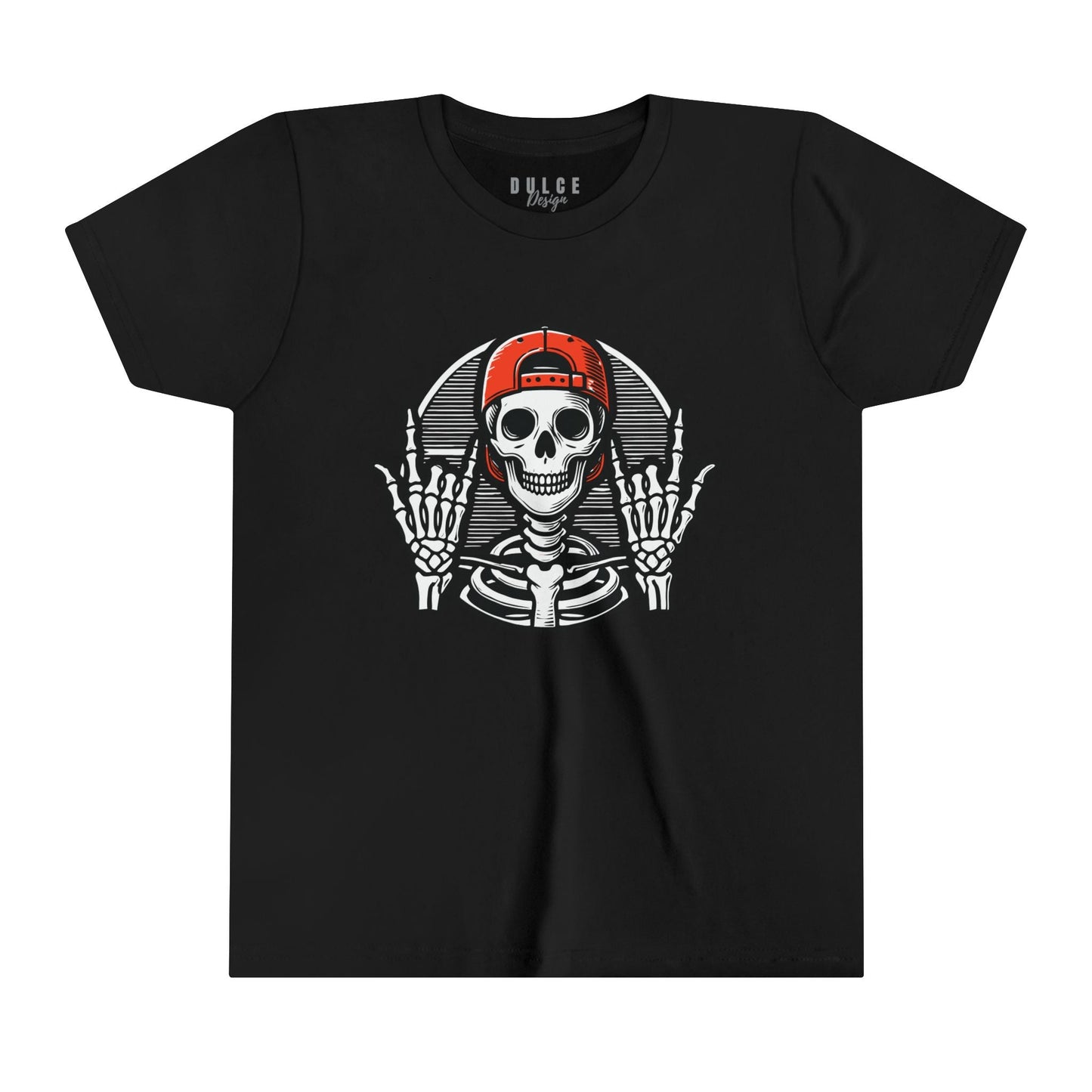 ROCKER SKELETON HALLOWEEN UNISEX TEE - COOL & EDGY SKELETON SHIRT FOR KIDS- Black / XL- Dulce Design Studio