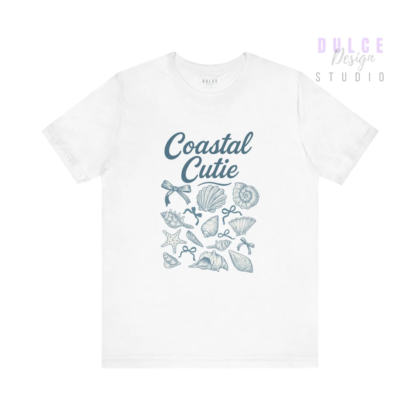 Coastal Cutie Graphic Tee – Beachy Shell & Bow Design - White / 3XL Dulce Design Studio