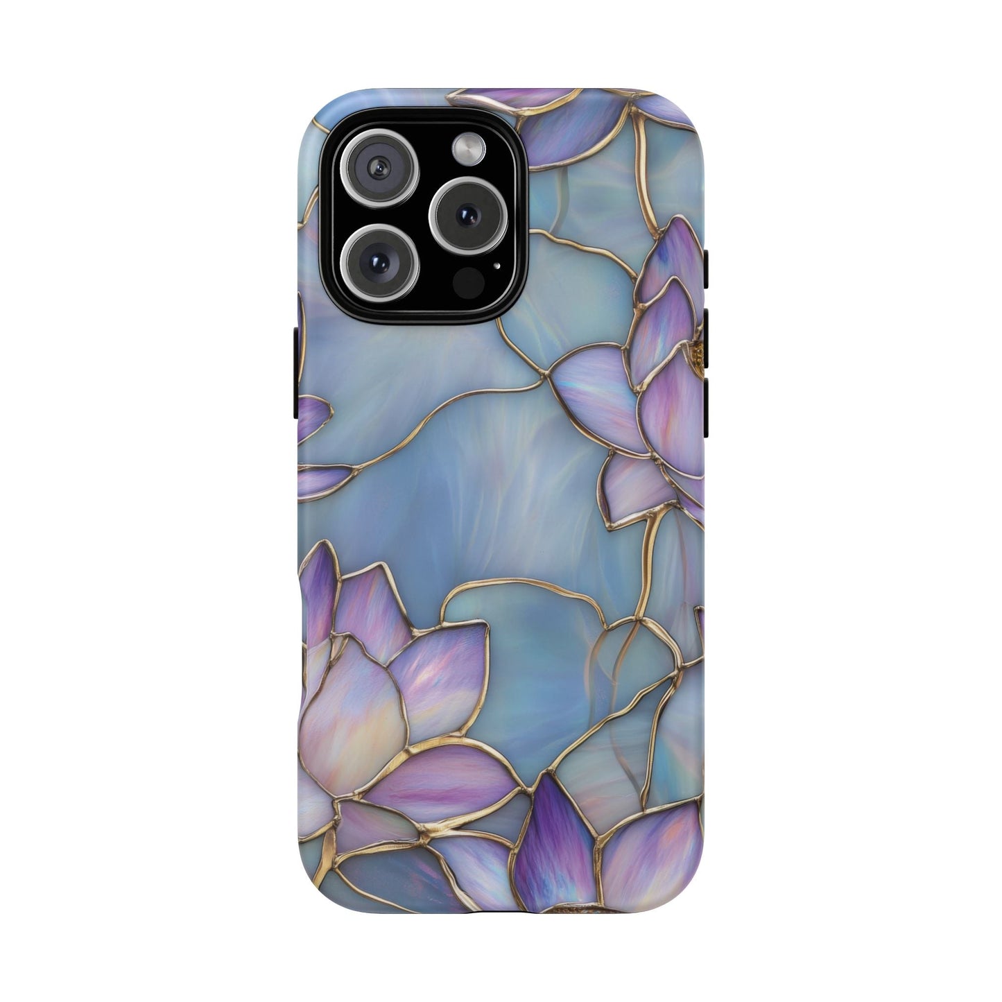 Lotus Glow Phone Case – Stained Glass Floral Tough Case- iPhone 16 Pro Max / Matte- Dulce Design Studio