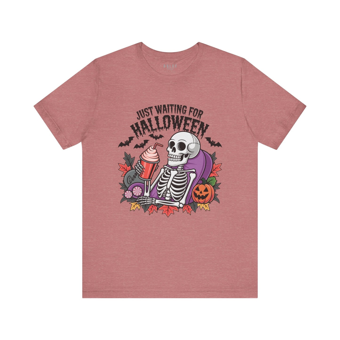 Just Waiting for Halloween – Funny Halloween Skeleton Shirt- - Dulce Design Studio