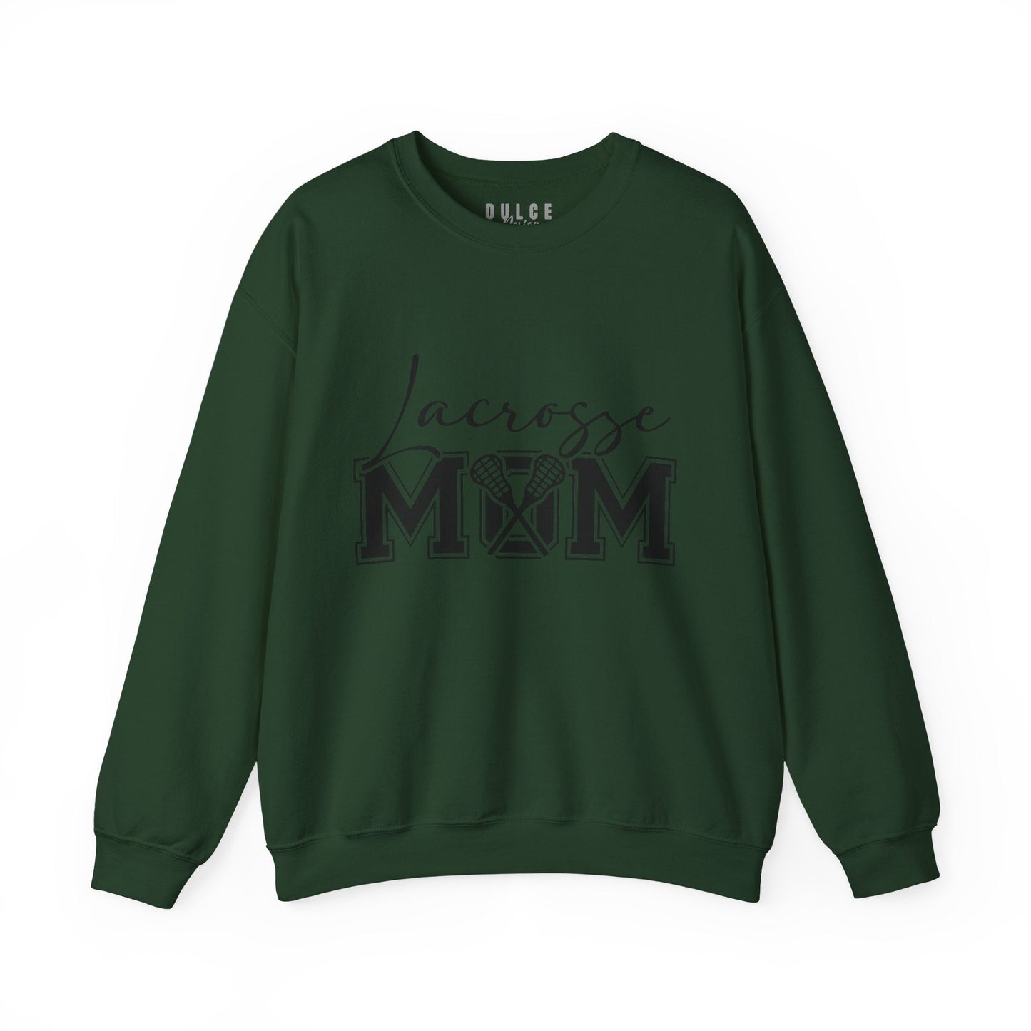 Lacrosse Mom Sweatshirt – Bold Front & Back Sports Design- Forest Green / 3XL- Dulce Design Studio