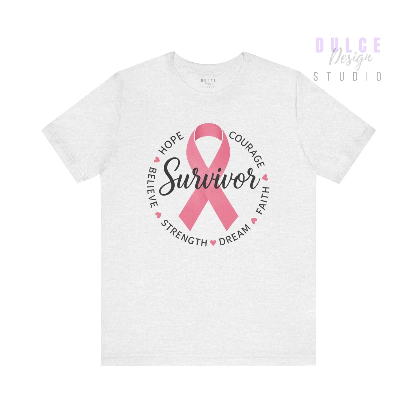 Survivor Ribbon Circle T-Shirt – Strength, Hope & Courage - Dulce Design Studio