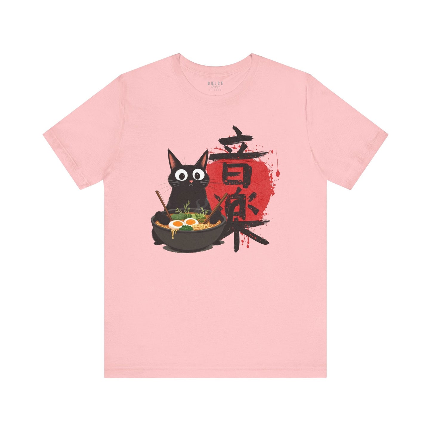 Ramen Cat Tee – Noodle Bowl Kitty Shirt- Pink / 3XL- Dulce Design Studio