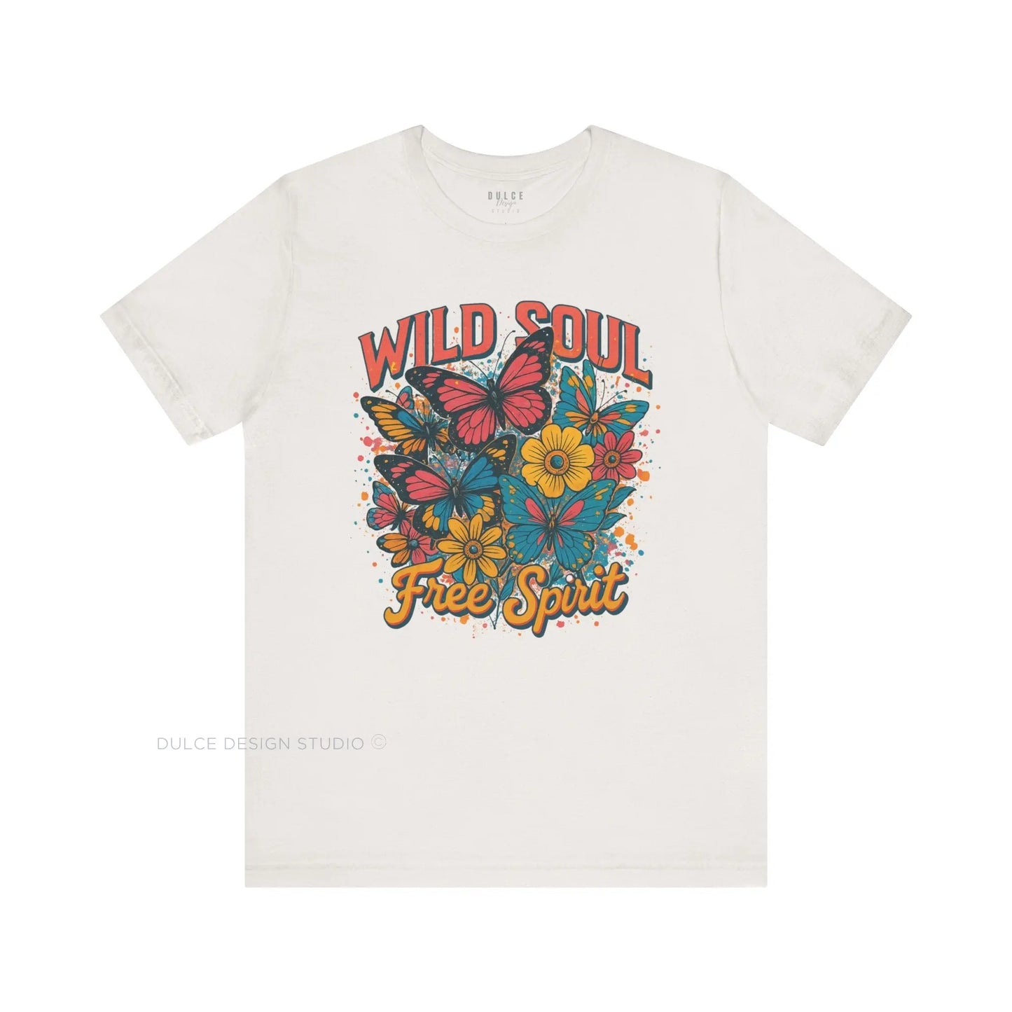Wild Soul, Free Spirit – Retro Butterfly & Floral Tee - Dulce Design Studio