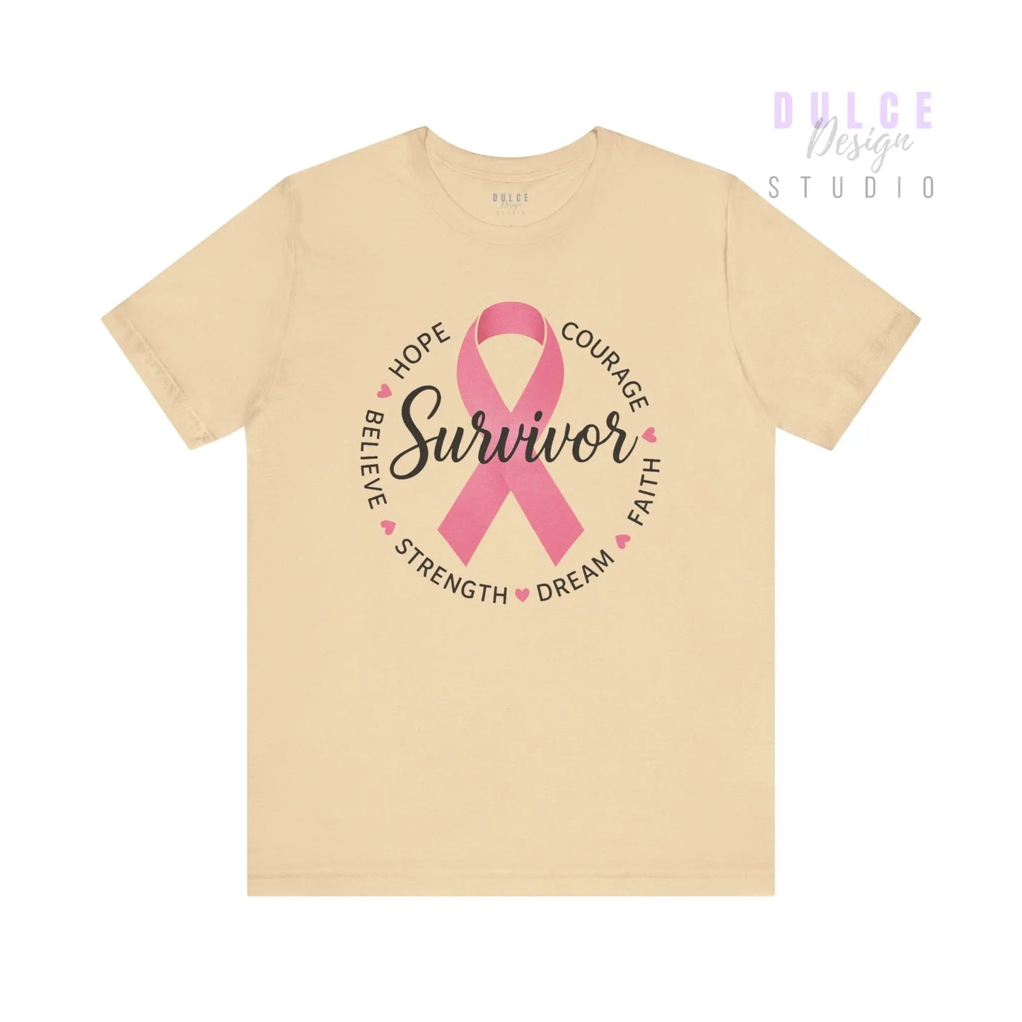 Survivor Ribbon Circle T-Shirt – Strength, Hope & Courage - Dulce Design Studio