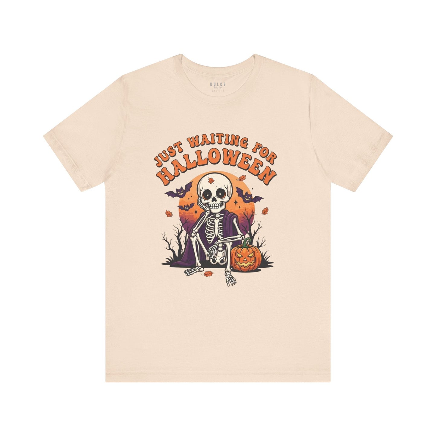 Halloween T-Shirt – Just Waiting for Halloween Skeleton Tee- - Dulce Design Studio