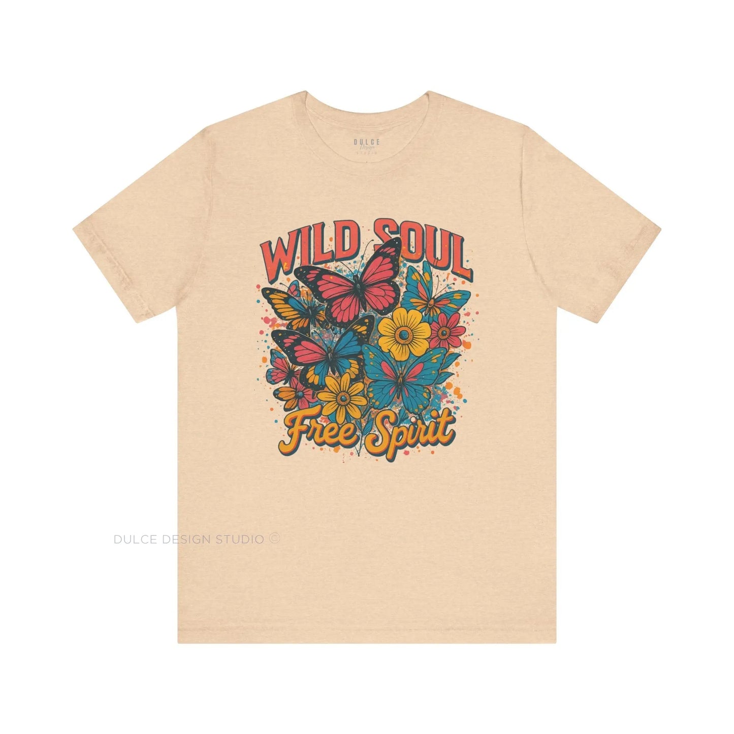 Wild Soul, Free Spirit – Retro Butterfly & Floral Tee - Dulce Design Studio