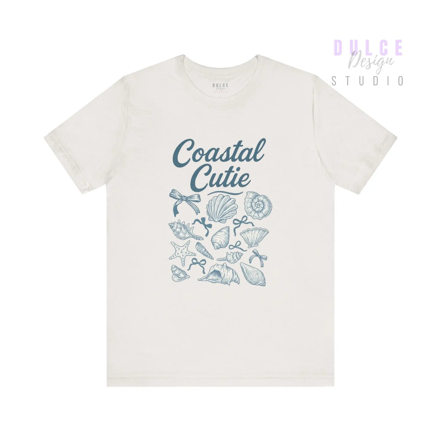 Coastal Cutie Graphic Tee – Beachy Shell & Bow Design - Vintage White / 3XL Dulce Design Studio