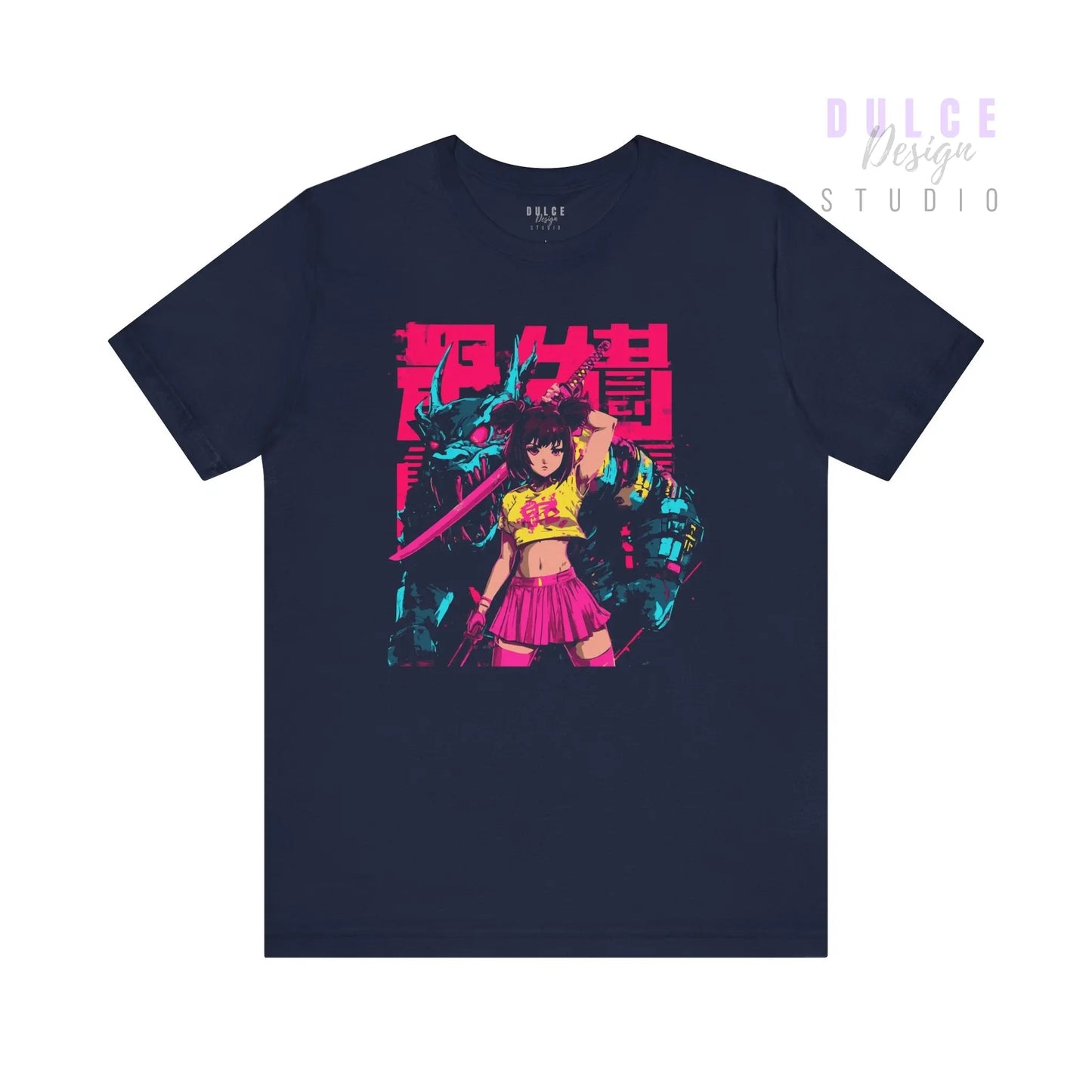 Mecha Muse – Neon Anime Girl Tee - Dulce Design Studio