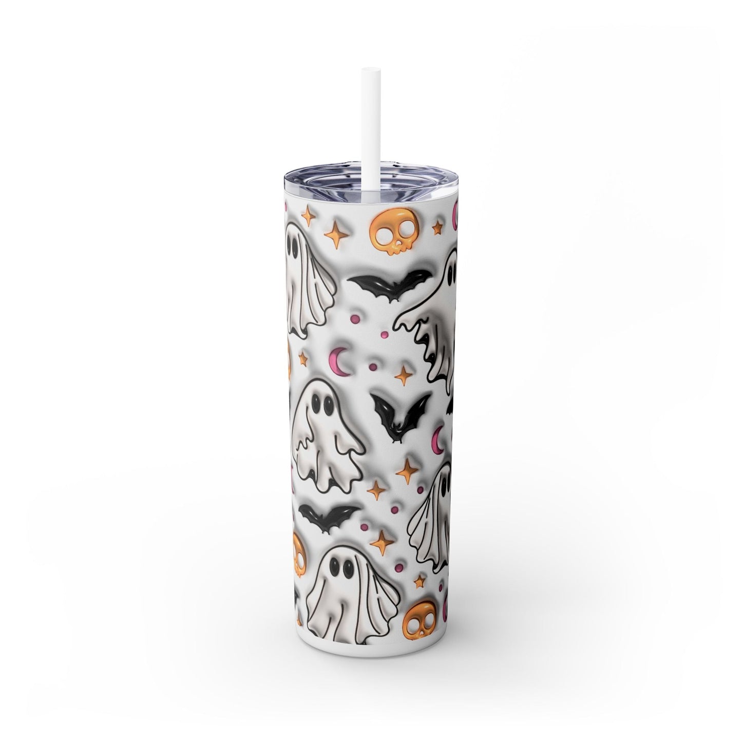 HALLOWEEN GHOSTS "3D" TUMBLER- Glossy / White / 20oz- Dulce Design Studio