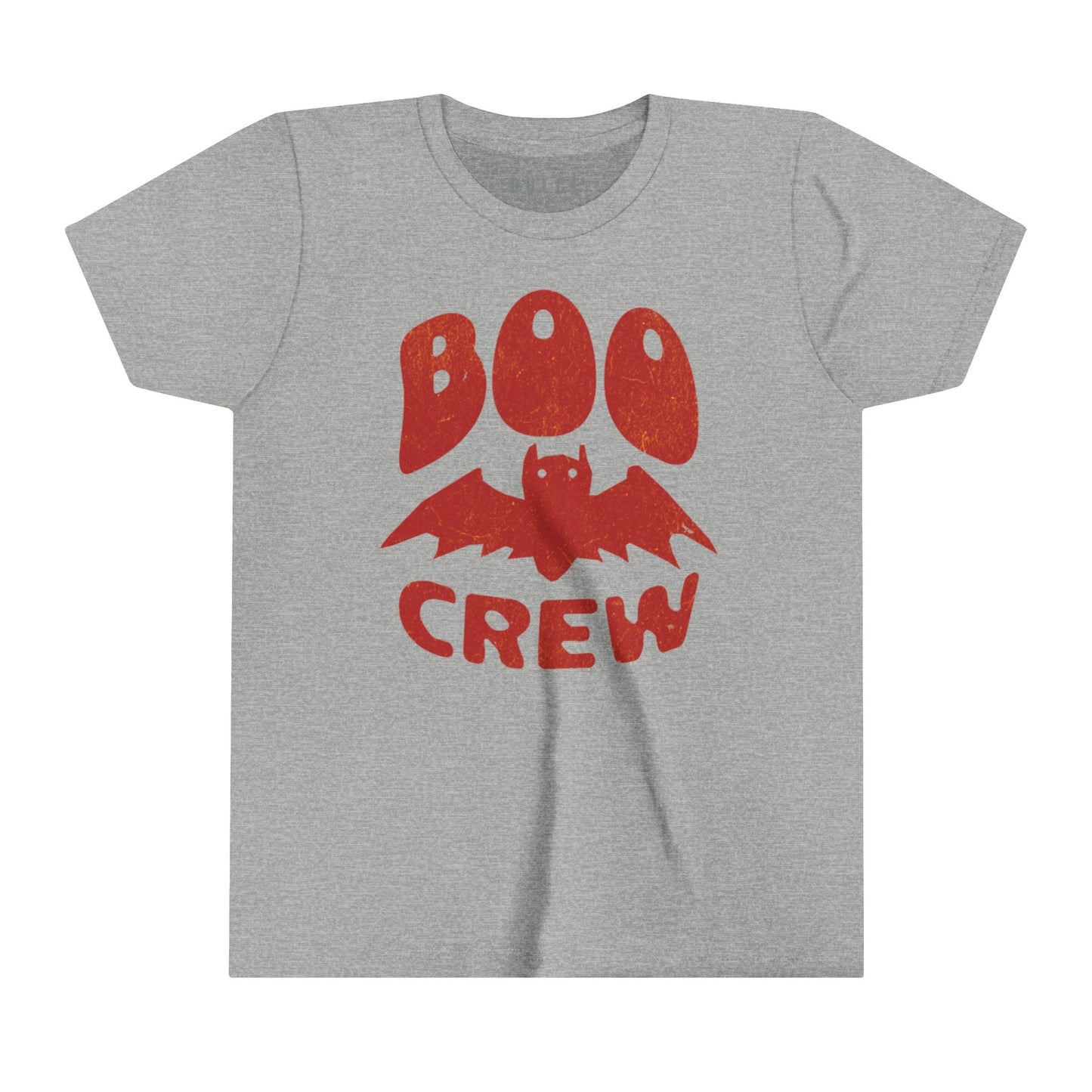BOO CREW UNISEX YOUTH HALLOWEEN TEE - FUN & FESTIVE BAT-THEMED SHIRT FOR KIDS- Athletic Heather / XL- Dulce Design Studio
