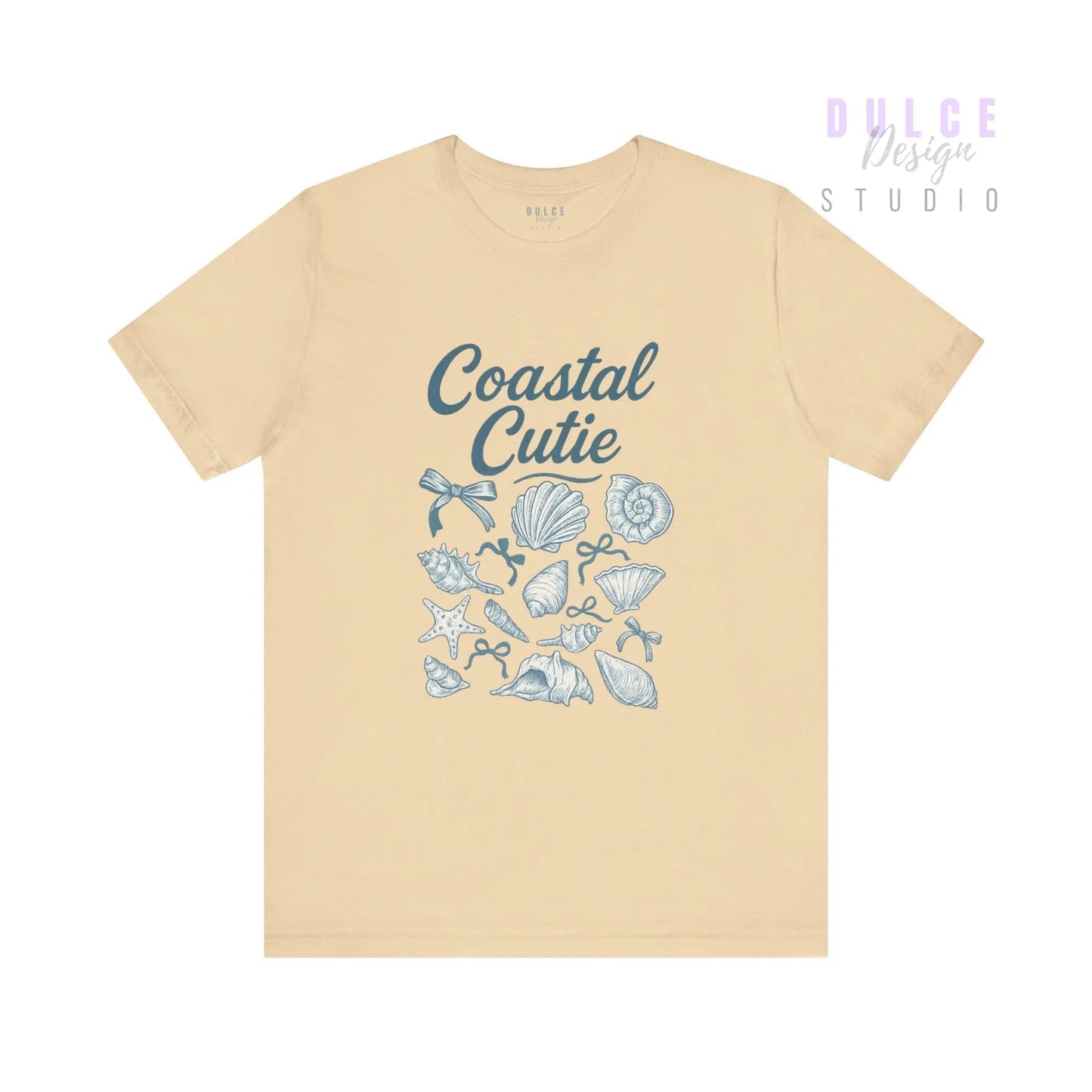 Coastal Cutie Graphic Tee – Beachy Shell & Bow Design - Soft Cream / 3XL Dulce Design Studio