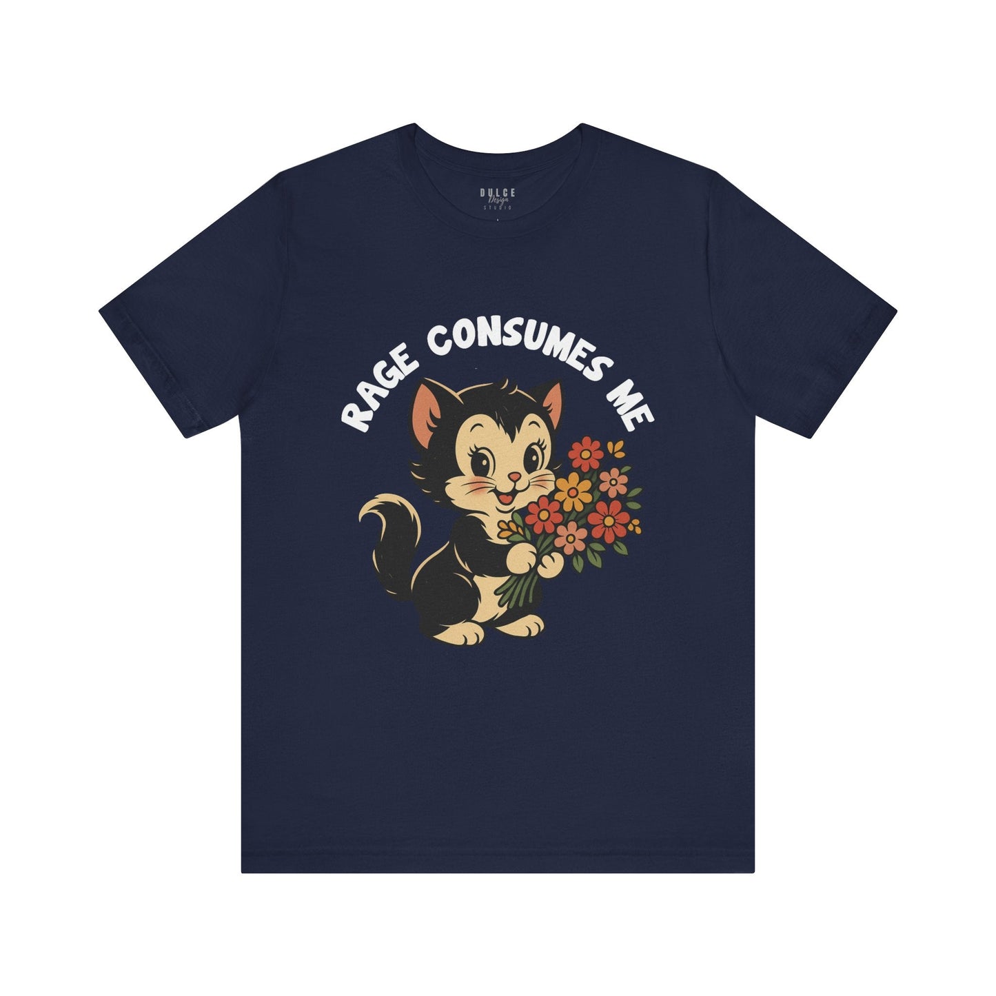 Rage Consumes Me Vintage Cat Graphic Tee- Navy / 3XL- Dulce Design Studio
