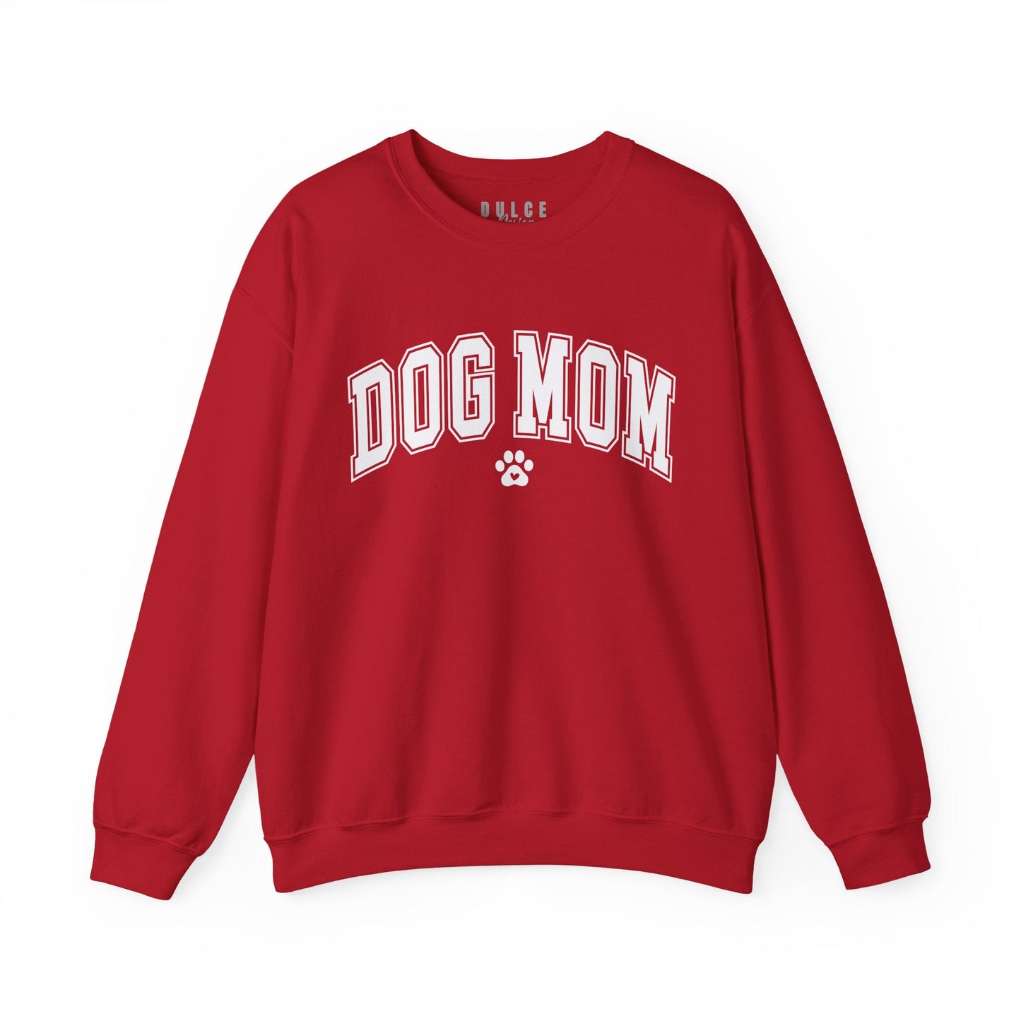 Dog Mom Shirt – Varsity Style Paw Print Tee- Cherry Red / 3XL- Dulce Design Studio