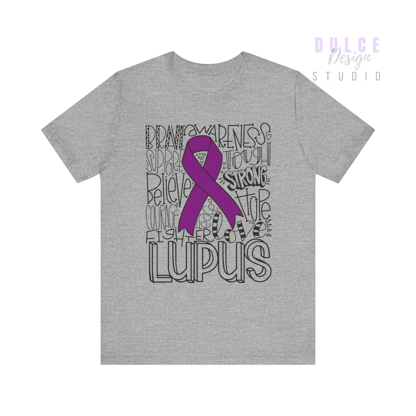 Lupus Warrior Word Collage Tee – Support, Strength & Awareness - Dulce Design Studio