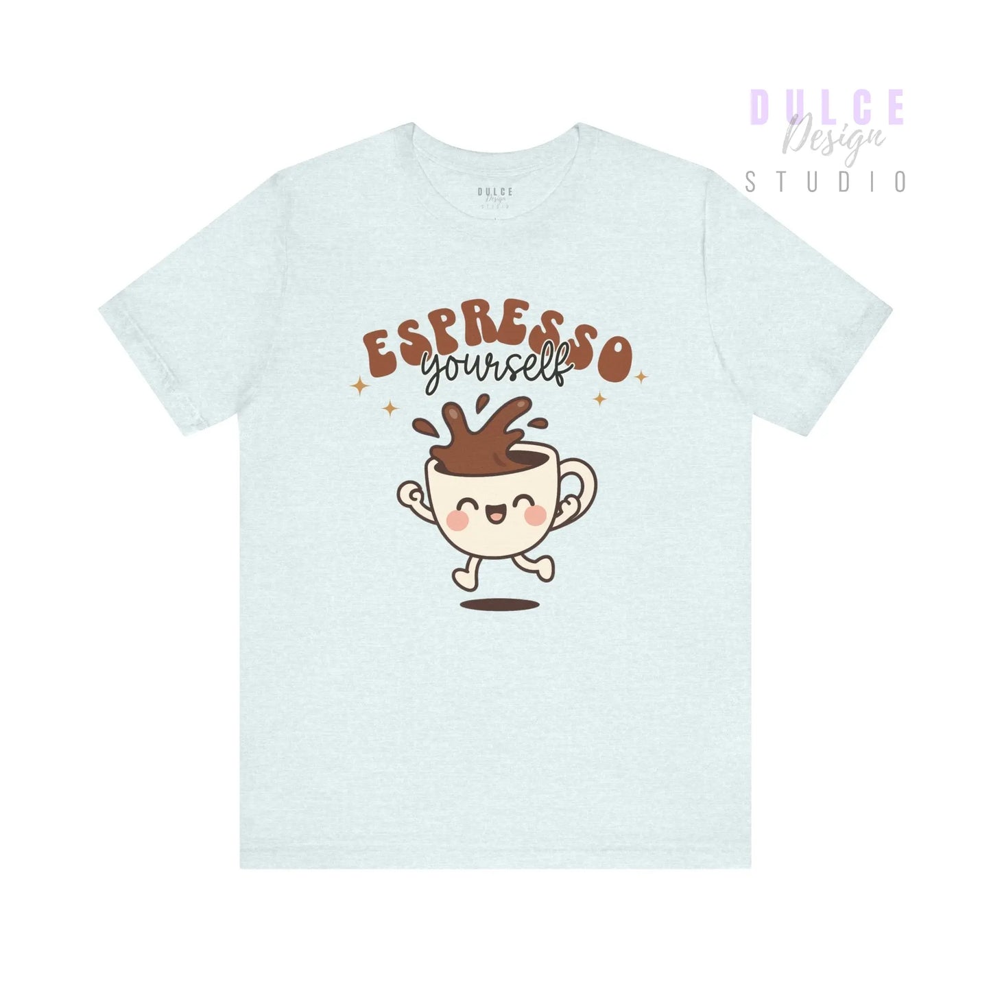 Espresso Yourself Happy Cup Graphic Tee - Heather Ice Blue / 3XL Dulce Design Studio
