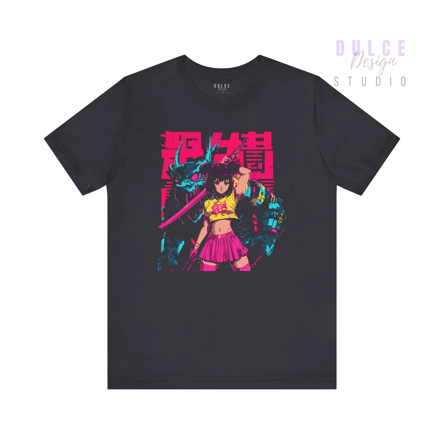 Mecha Muse – Neon Anime Girl Tee - Dulce Design Studio