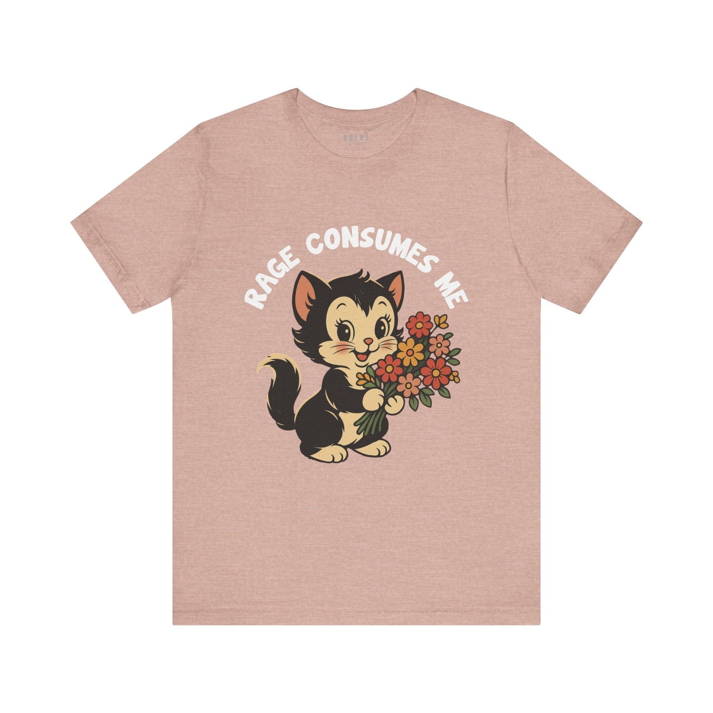 Rage Consumes Me Vintage Cat Graphic Tee- Heather Prism Peach / 3XL- Dulce Design Studio