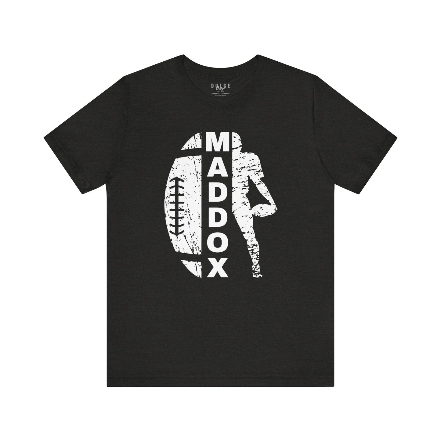 Personalized Football Name Tee – Game Day Sports Shirt- Black Heather / 3XL- Dulce Design Studio