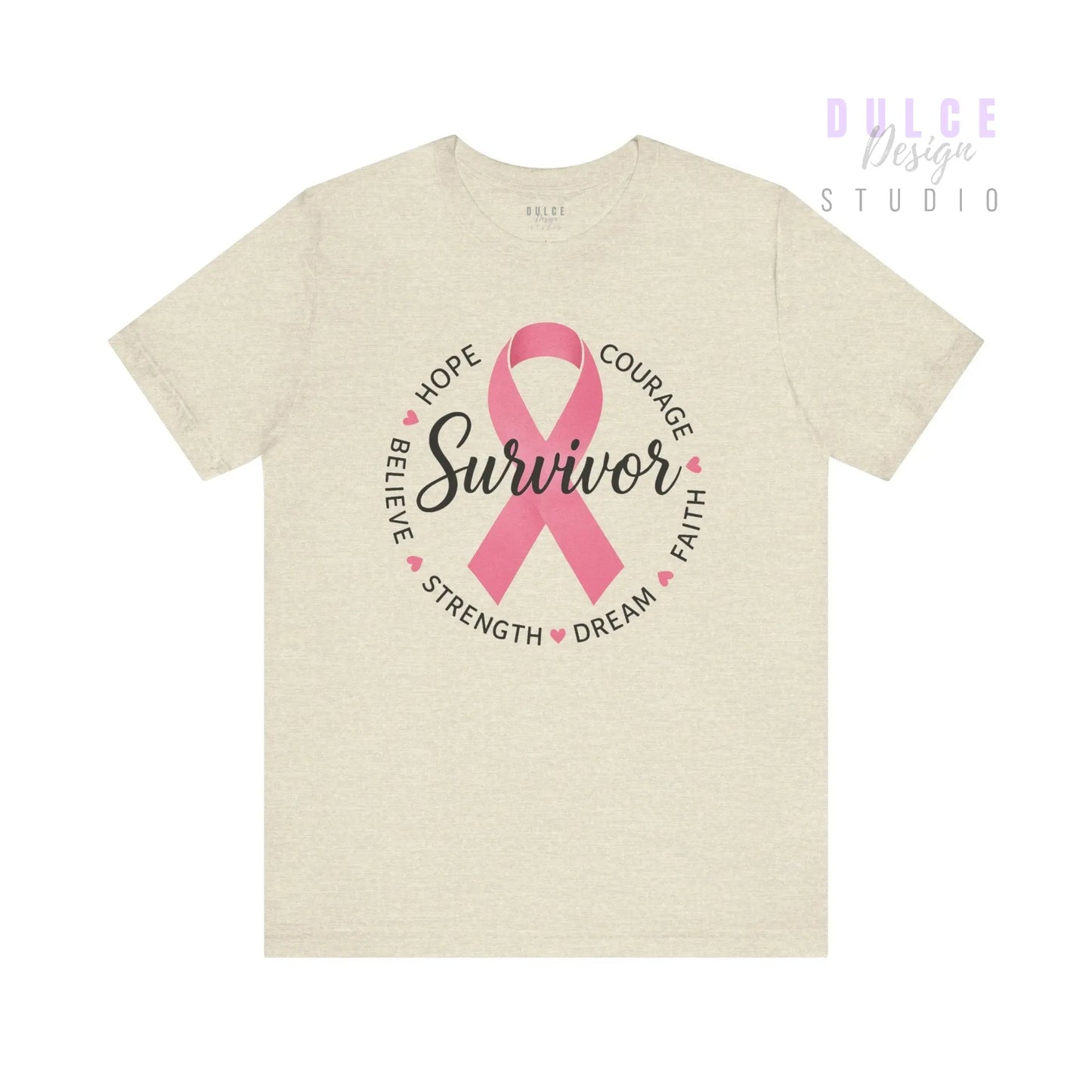 Survivor Ribbon Circle T-Shirt – Strength, Hope & Courage - Dulce Design Studio