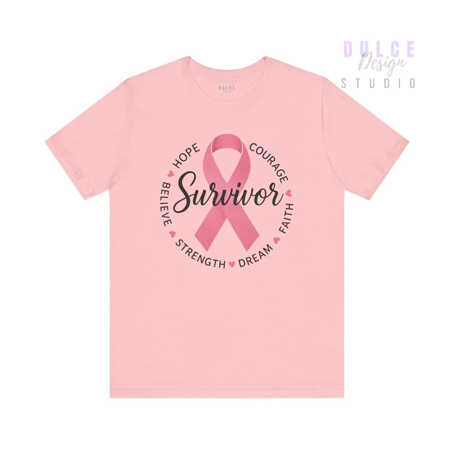 Survivor Ribbon Circle T-Shirt – Strength, Hope & Courage - Dulce Design Studio