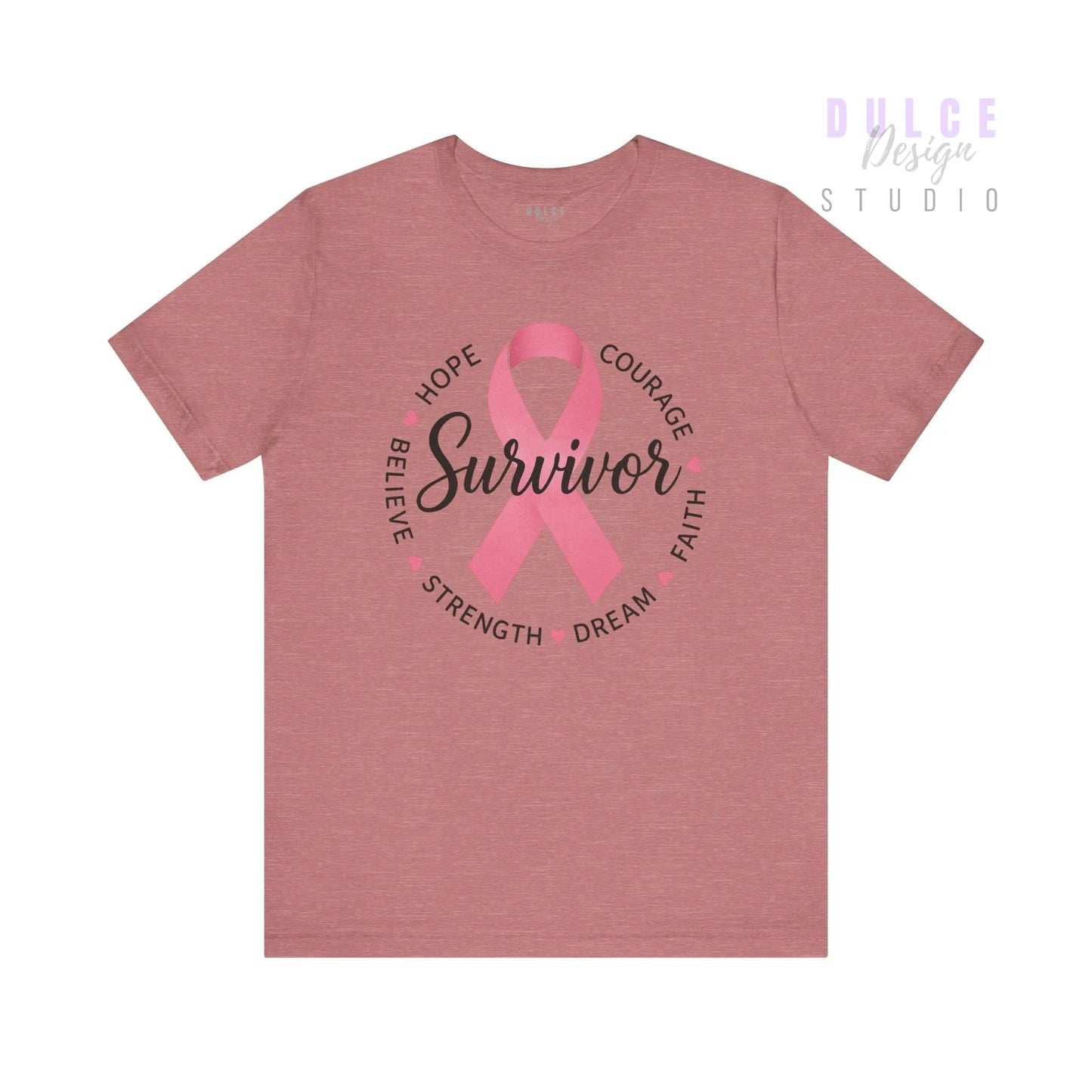 Survivor Ribbon Circle T-Shirt – Strength, Hope & Courage - Dulce Design Studio