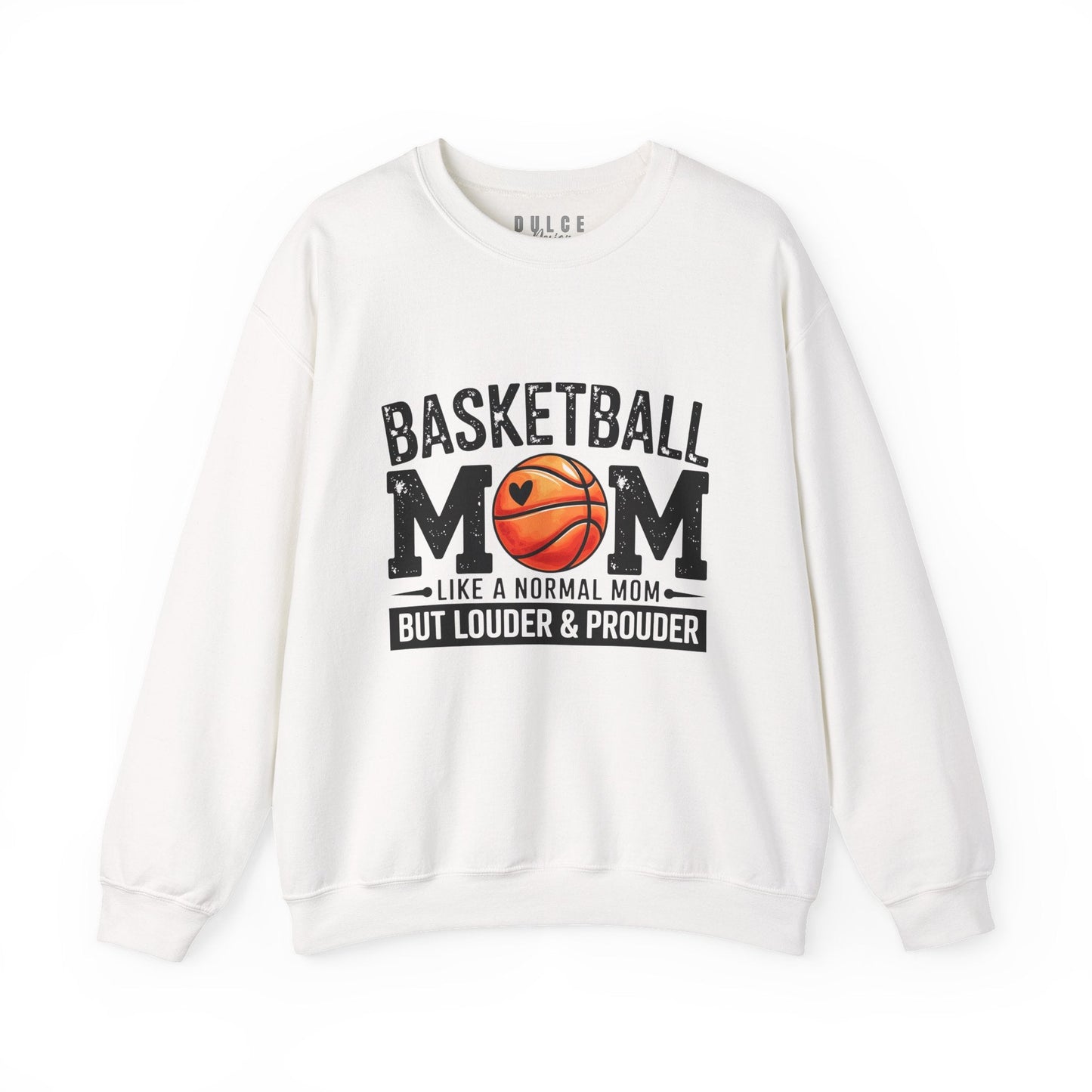 Basketball Mom Sweatshirt – louder and prouder sports parent pullover- White / 3XL- Dulce Design Studio