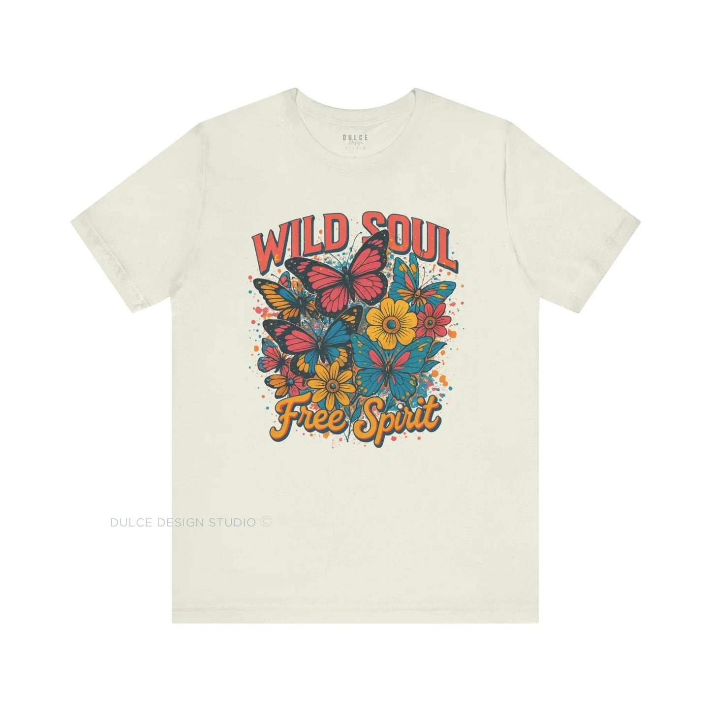 Wild Soul, Free Spirit – Retro Butterfly & Floral Tee - Dulce Design Studio
