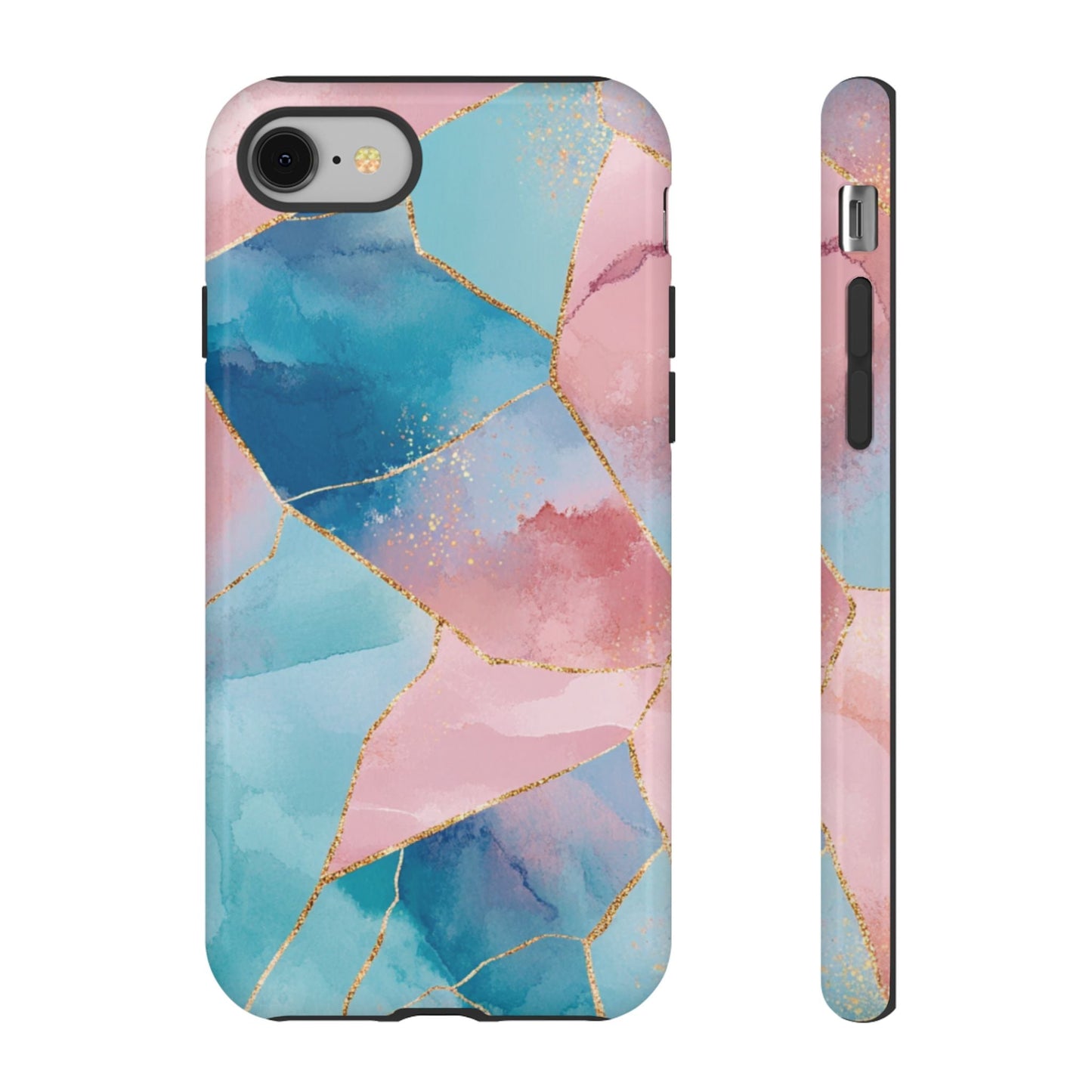 Blush Mosaic Phone Case – Watercolor Gold Tough Case- iPhone 8 / Glossy- Dulce Design Studio
