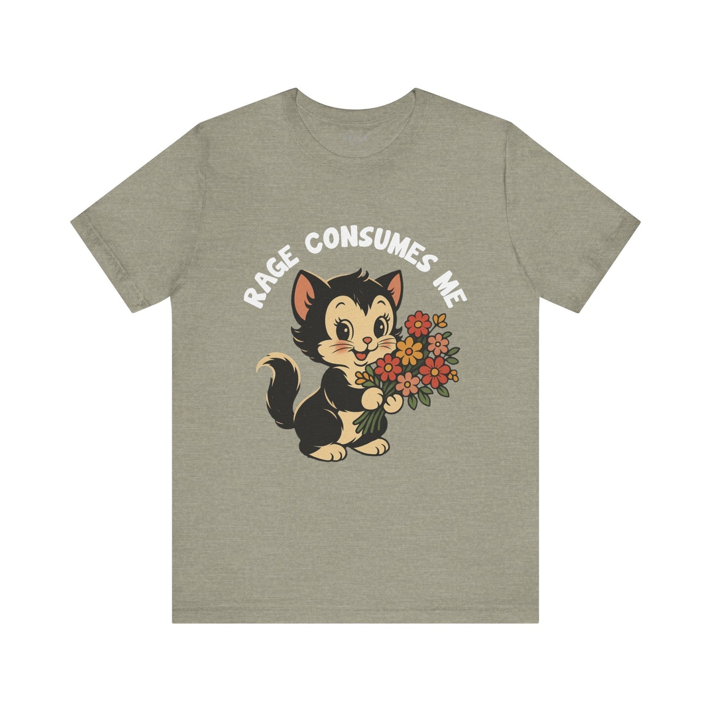 Rage Consumes Me Vintage Cat Graphic Tee- Heather Stone / 3XL- Dulce Design Studio