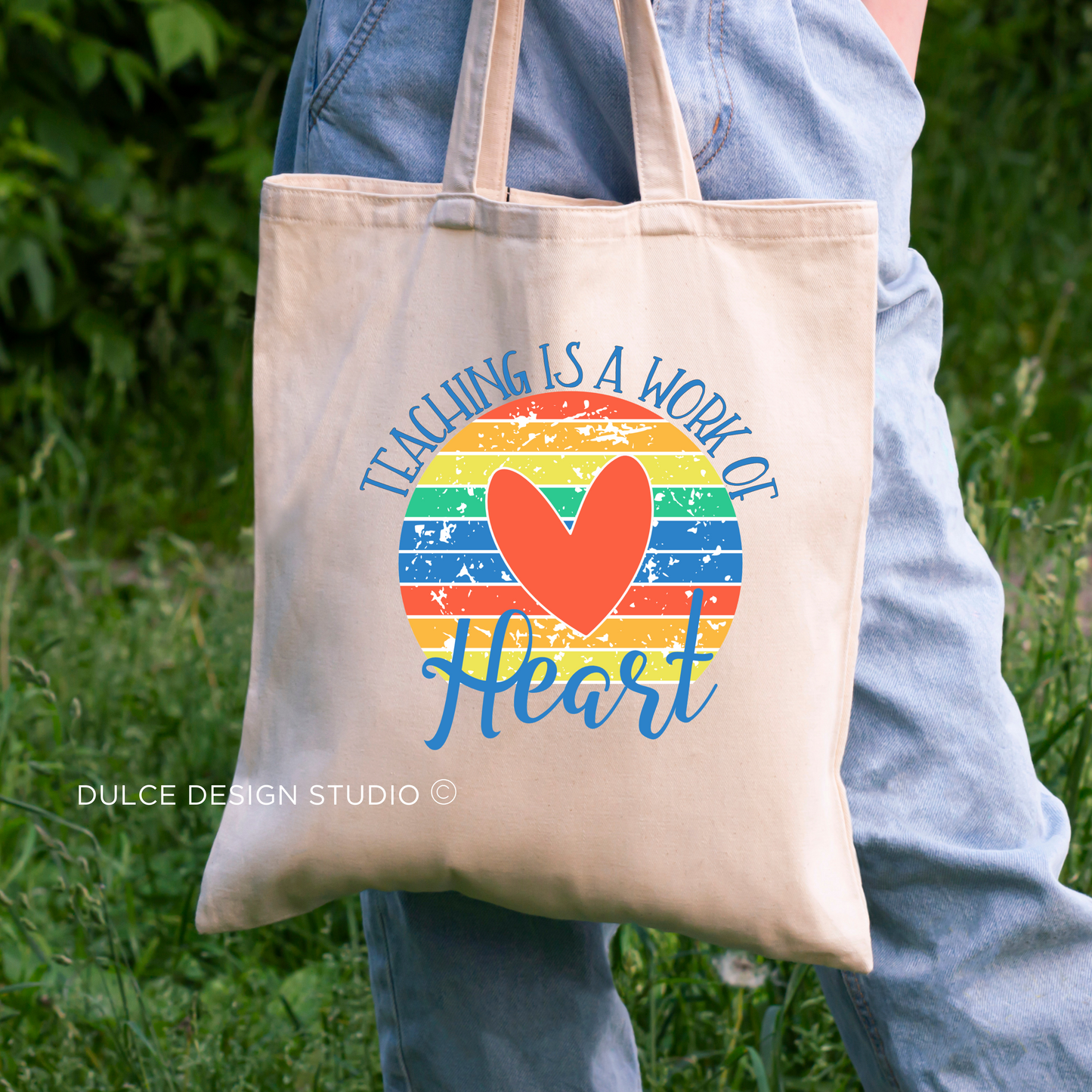 Teaching Is a Work of Heart Tote – Teacher Appreciation Bag- - Dulce Design Studio