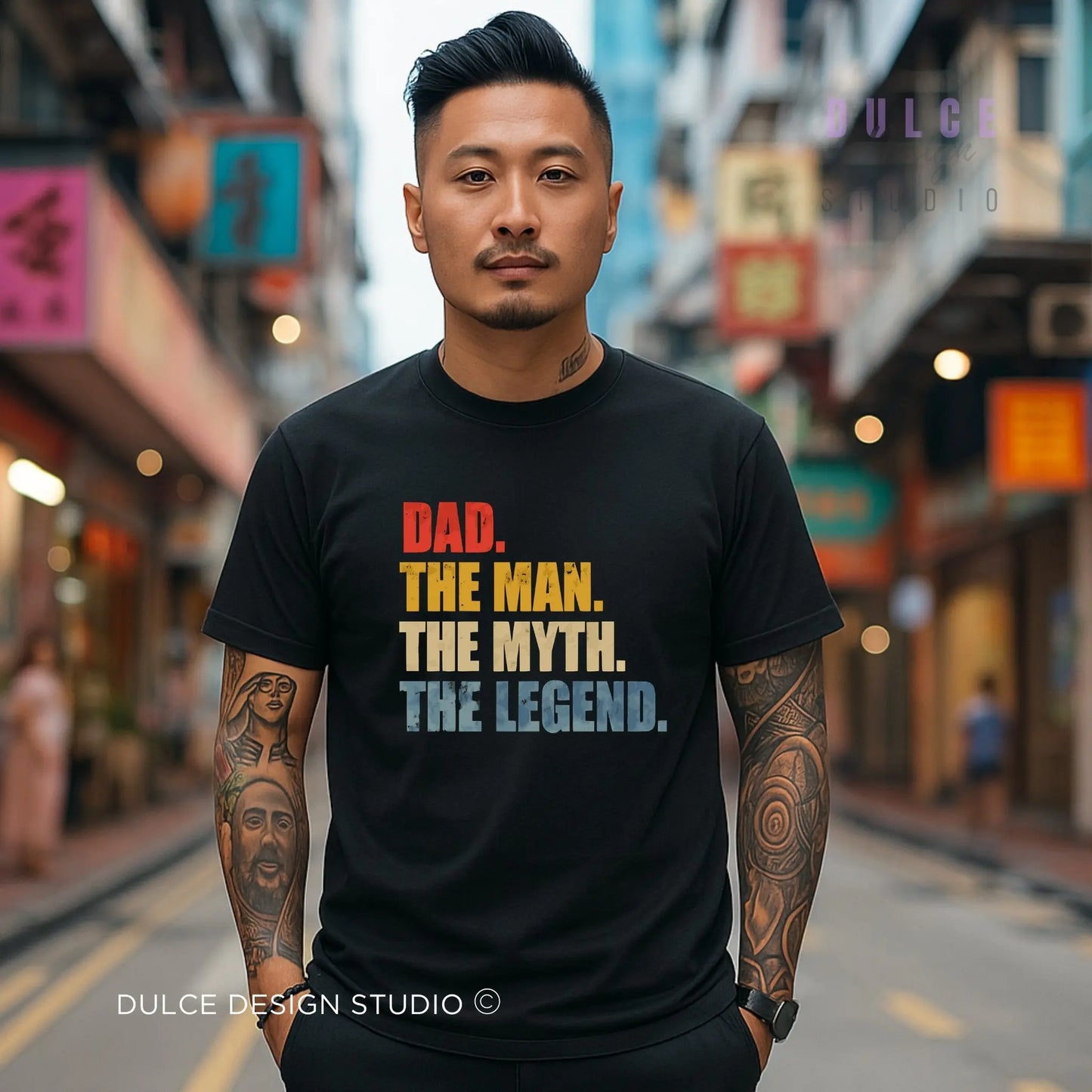 Dad. The Man. The Myth. The Legend. – Retro Graphic Tee - Dulce Design Studio