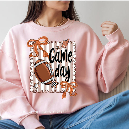 Game Day Sweatshirt – Cute Football Pullover with Bows & Stars-  - Dulce Design Studio