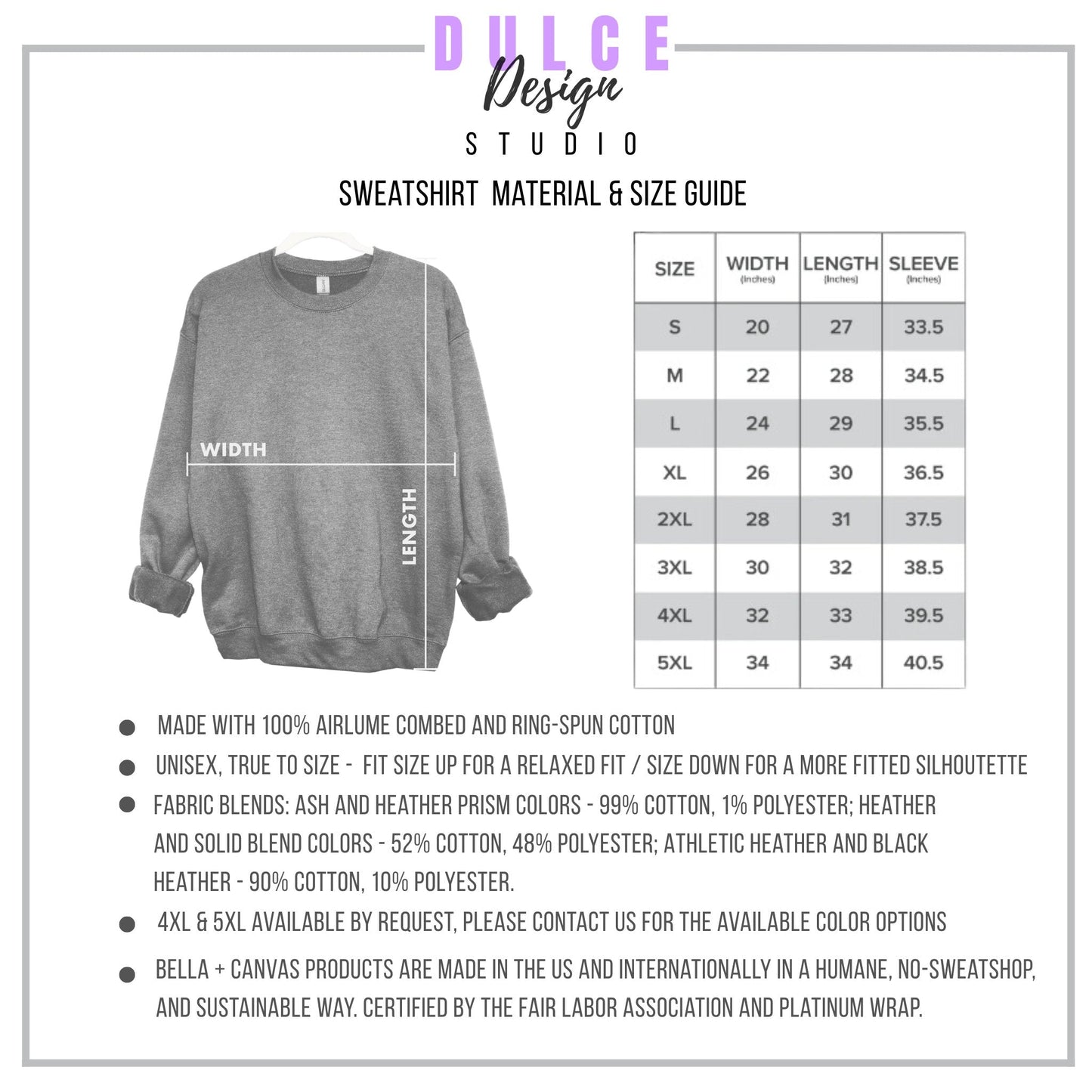 Gildan 18000 material and size guide