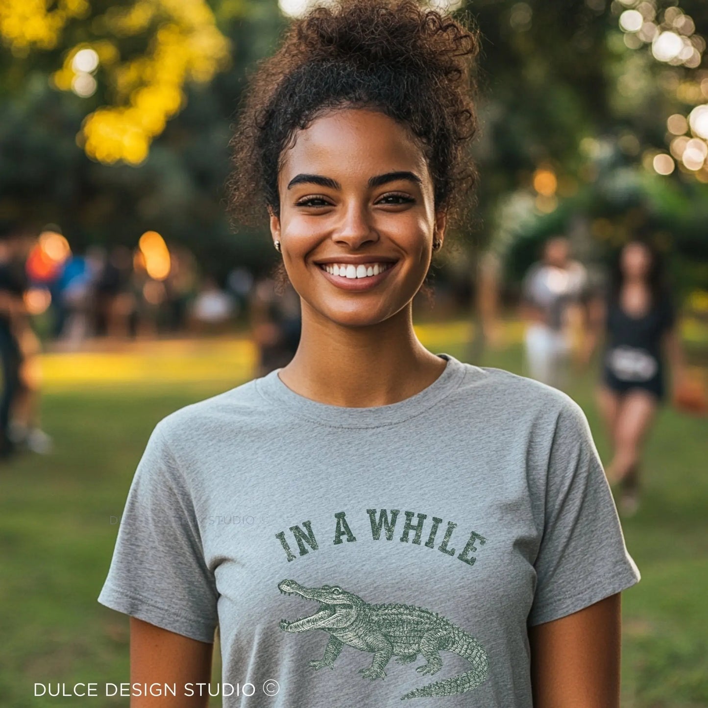 In a While, Crocodile – Retro Croc Graphic Tee - Dulce Design Studio