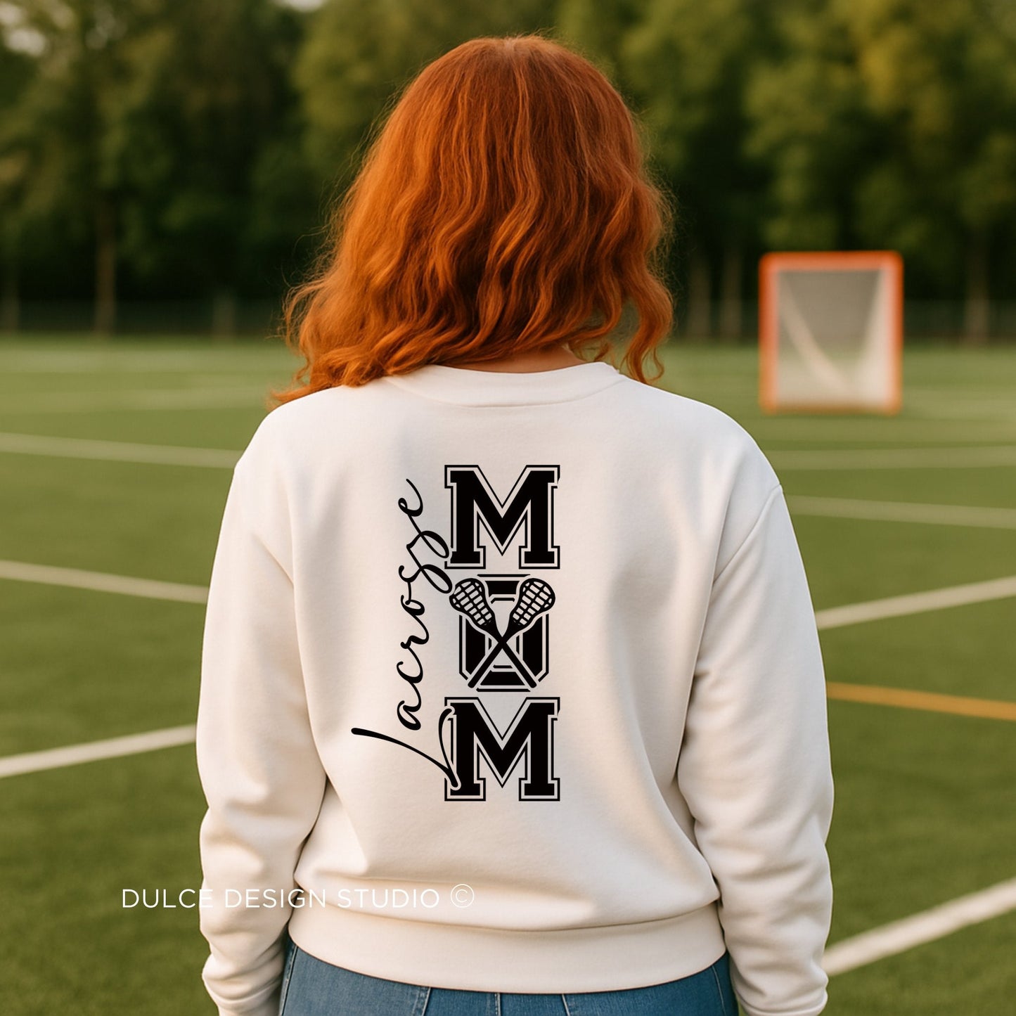 Lacrosse Mom Sweatshirt – Bold Front & Back Sports Design- - Dulce Design Studio