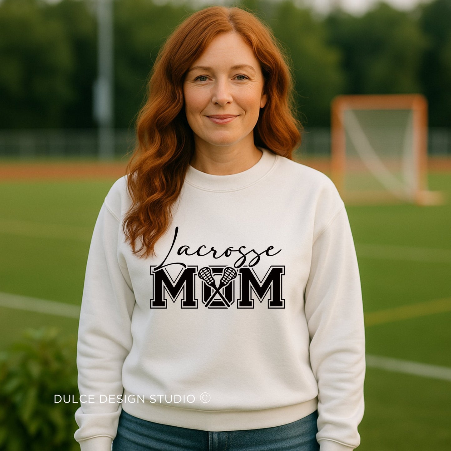 Lacrosse Mom Sweatshirt – Bold Front & Back Sports Design- - Dulce Design Studio