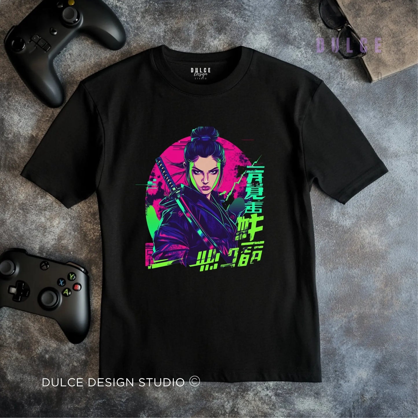 Neon Shinobi – Cyberpunk Warrior Tee - Dulce Design Studio