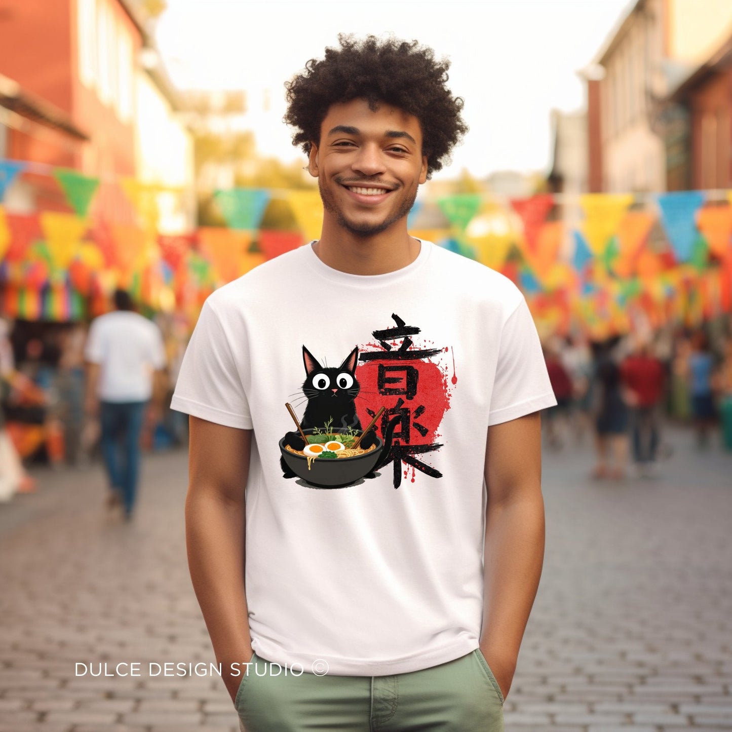 Ramen Cat Tee – Noodle Bowl Kitty Shirt- - Dulce Design Studio