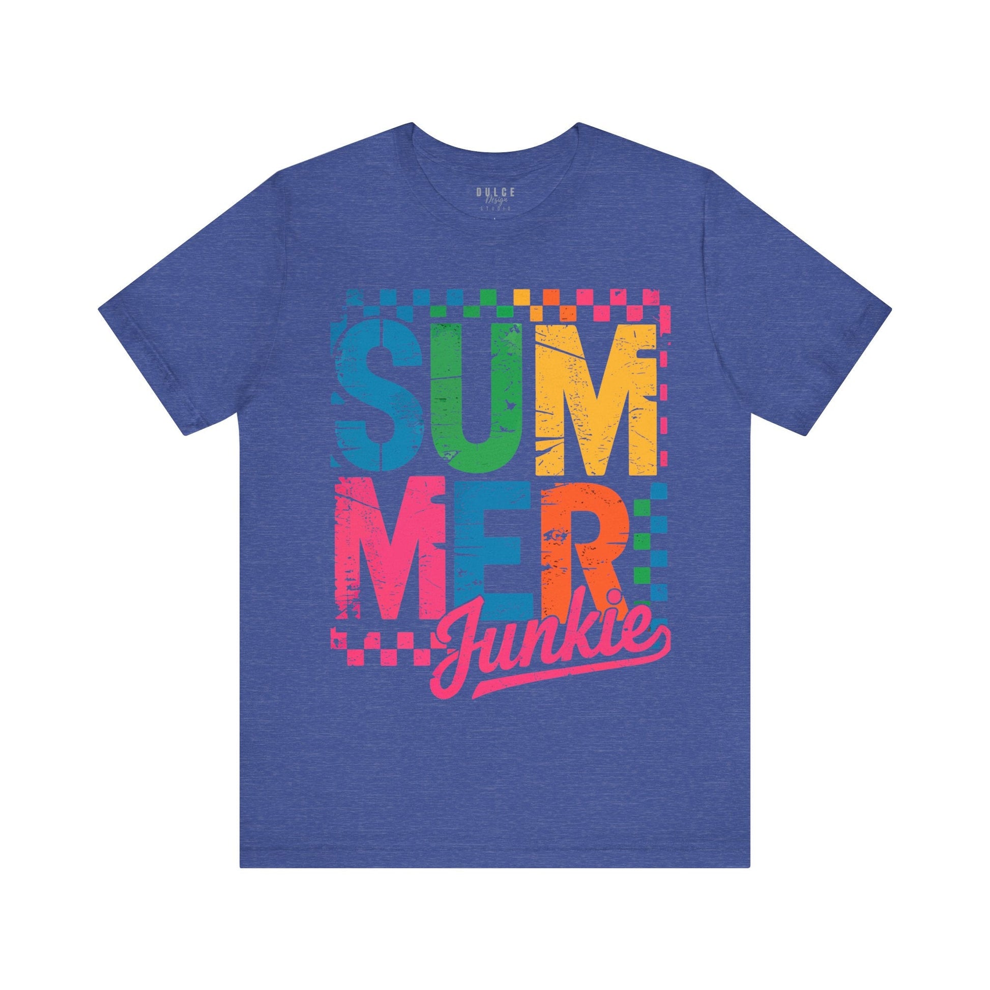 Summer Junkie – Summer Graphic Tee-  Heather True Royal / 3XL- Dulce Design Studio