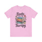 Books Are My Therapy Shirt – Pastel Floral Book Lover Tee-  Heather Bubble Gum / 3XL- Dulce Design Studio