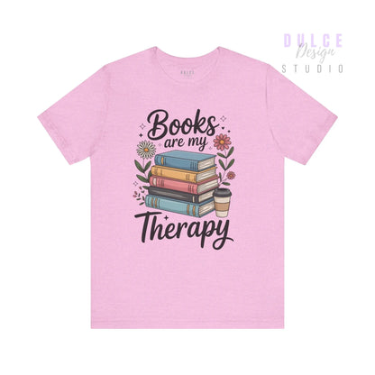 Books Are My Therapy Shirt – Pastel Floral Book Lover Teein  Product variant-