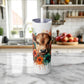 Cow Floral Skinny Tumbler – Farmhouse Floral Cow 20oz Tumbler-  Glossy / Glitter Moonrock / 20oz- Dulce Design Studio