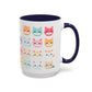 Kawaii Cat Mug – Cute 15oz Ceramic Coffee Cup with Colorful Kitty Faces