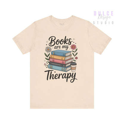 Books Are My Therapy Shirt – Pastel Floral Book Lover Teein  Product variant-