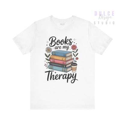 Books Are My Therapy Shirt – Pastel Floral Book Lover Teein  Product variant-