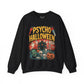 Black sweatshirt with 'Psycho Halloween' graphic design 