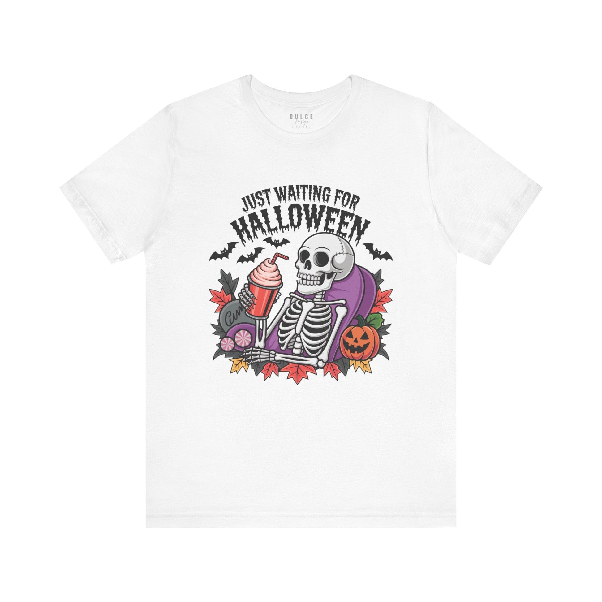 Just Waiting for Halloween – Funny Halloween Skeleton Shirt-  - Dulce Design Studio