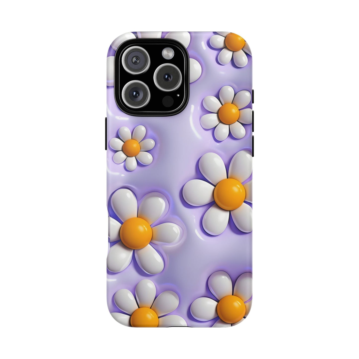 Daisy Pop Phone Case – Purple 3D Floral Tough Case-  iPhone 16 Pro Max / Matte- Dulce Design Studio
